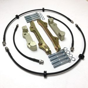 BMW 7 F01/F02/F03/F04 series brake caliper adapter kit (inc. lines) to install M5 F10 front brake system and rear 4-piston calipers