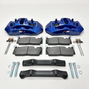 Front brake caliper upgrade Kit for BMW X5 F15 or X6 F16 to install M5 F10 OEM Brembo Blue 6-piston calipers with OEM brake pads